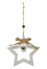 White Wood Star with Jute String