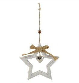 White Wood Star with Jute String