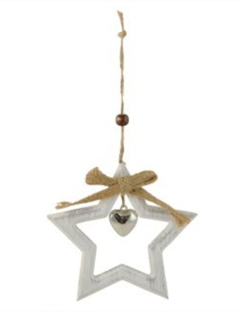 White Wood Star with Jute String