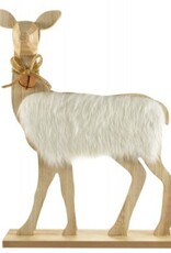 Standing Doe Decoration - Wood and Fur 24 x 6 x 29cm
