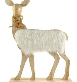 Standing Doe Decoration - Wood and Fur 24 x 6 x 29cm
