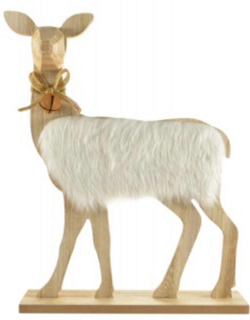 Standing Doe Decoration - Wood and Fur 24 x 6 x 29cm