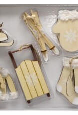 11 piece White/Natural Winter Christmas Decorations