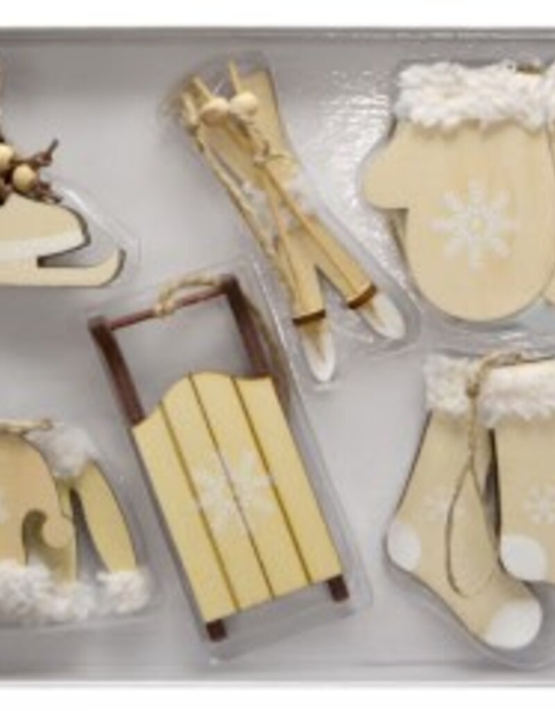 11 piece White/Natural Winter Christmas Decorations