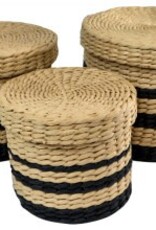 Round Black / Nat Basket with Lid