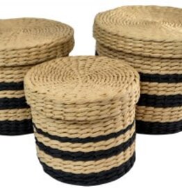 Round Black / Nat Basket with Lid