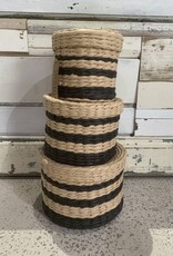 Round Black / Nat Basket with Lid