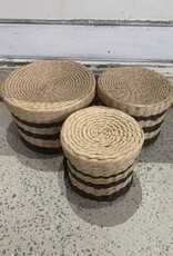 Round Black / Nat Basket with Lid