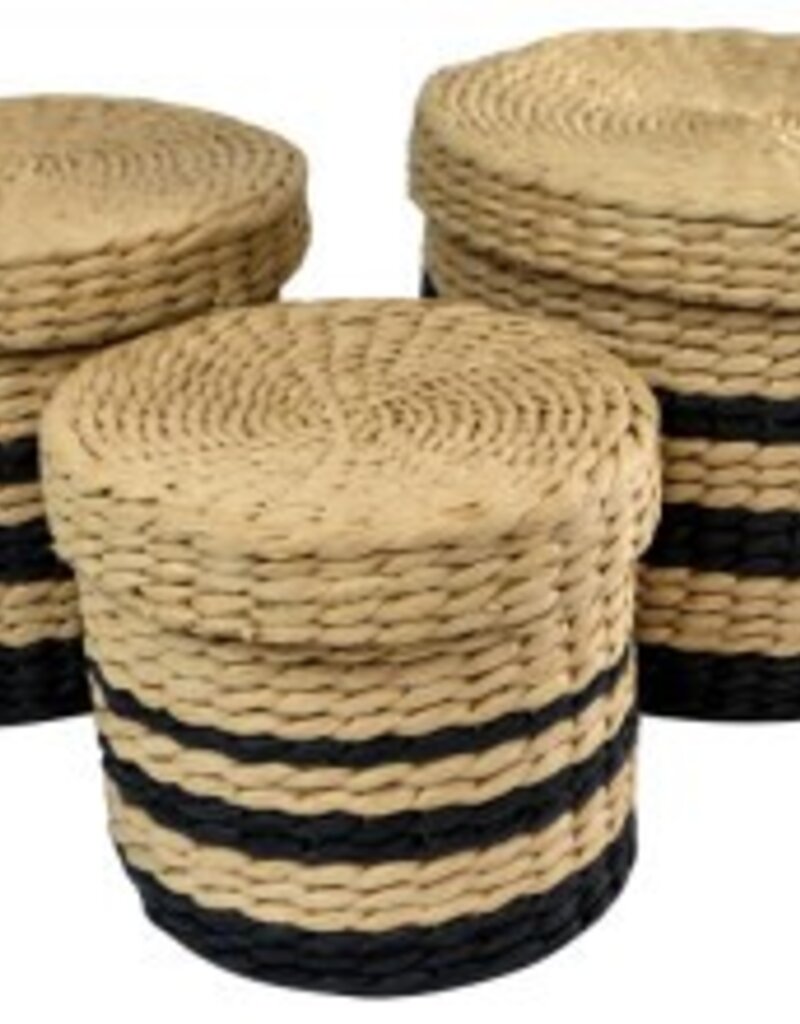 Round Black / Nat Basket with Lid