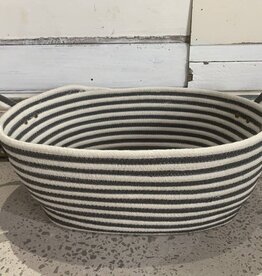 White and Grey Rectangle Basket with Handles