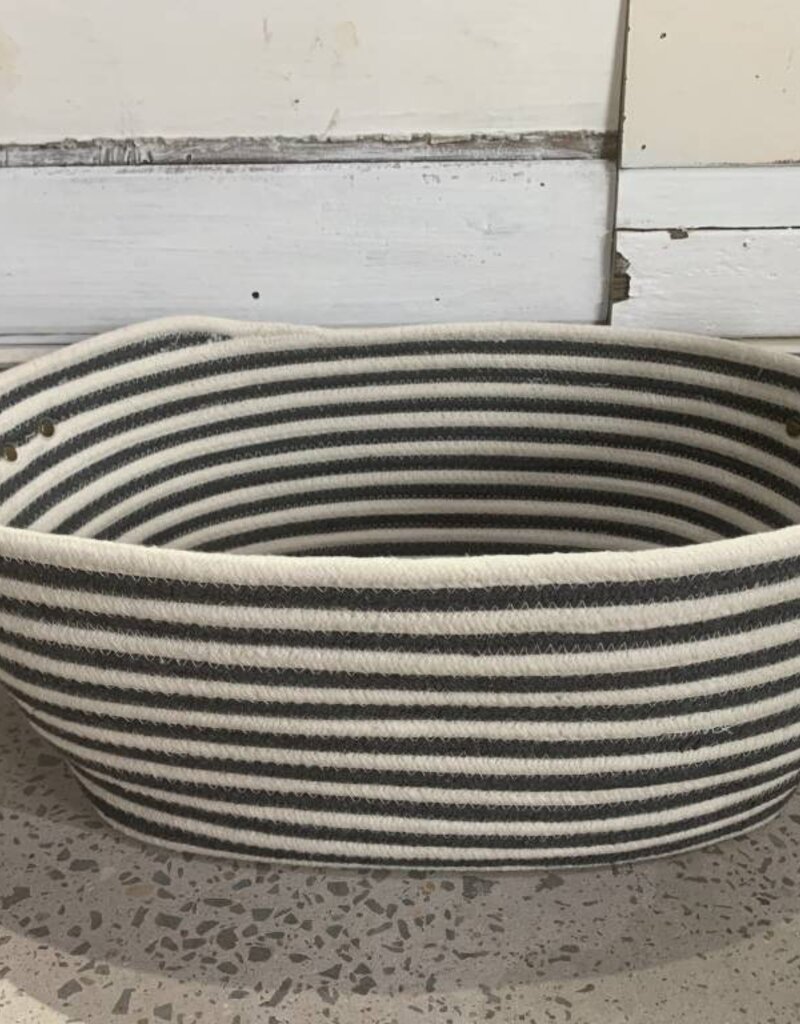 White and Grey Rectangle Basket with Handles