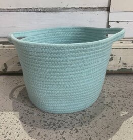 Teal Jute Basket with handles