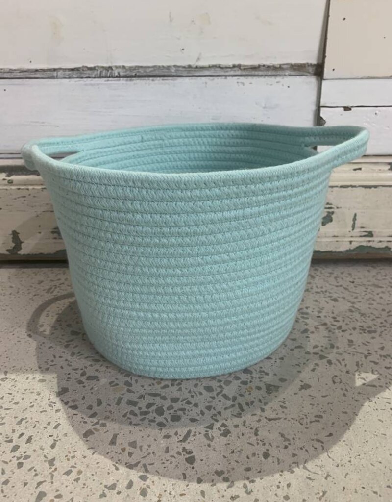 Teal Jute Basket with handles