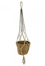 Small Jute Macrame Hanging Basket Black and White