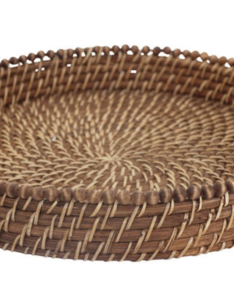 Baya Round Tray with Beads Honey
