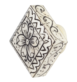 Hand Painted Bone Cabinet Knob - Cream