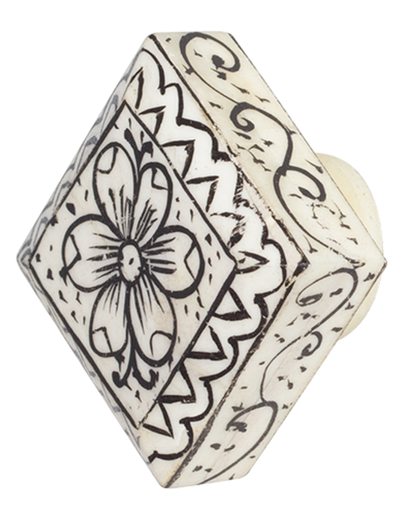 Hand Painted Bone Cabinet Knob - Cream