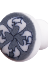Hand Painted Ceramic Door Knob - Grey (6925)