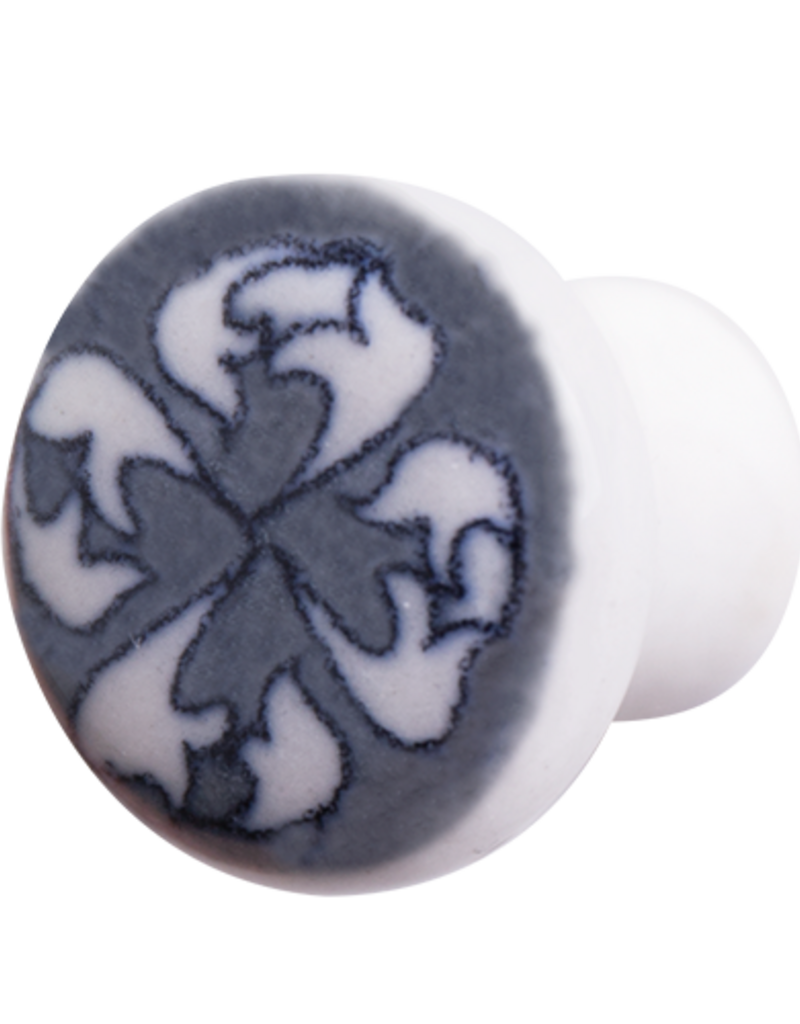 Hand Painted Ceramic Door Knob - Grey (6925)