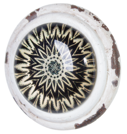 Metal Door Knob with Glass Insert - Sitara