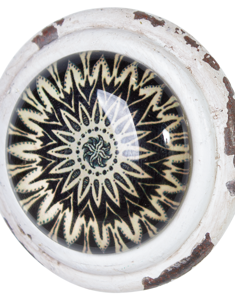 Metal Door Knob with Glass Insert - Sitara