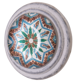 Metal Door Knob with Glass Insert - Tori