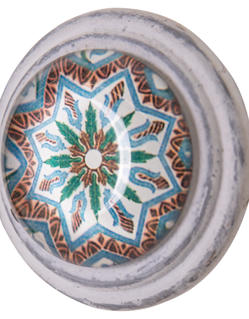 Metal Door Knob with Glass Insert - Tori