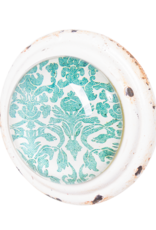 Metal Door Knob with Glass Insert - Teal Cream
