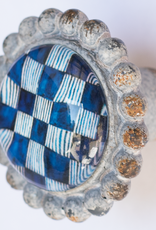 Metal Door Knob with Glass Insert - Diamond