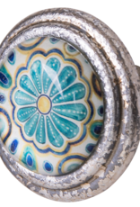 Metal Door Knob with Glass Insert - Cosmos