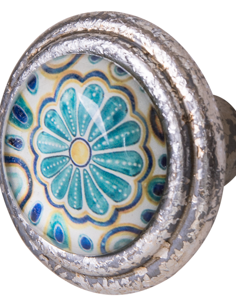 Metal Door Knob with Glass Insert - Cosmos