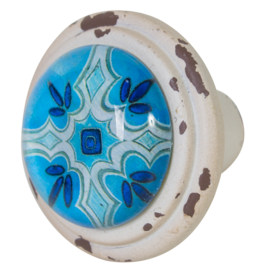 Metal Door Knob with Glass Insert - Merin