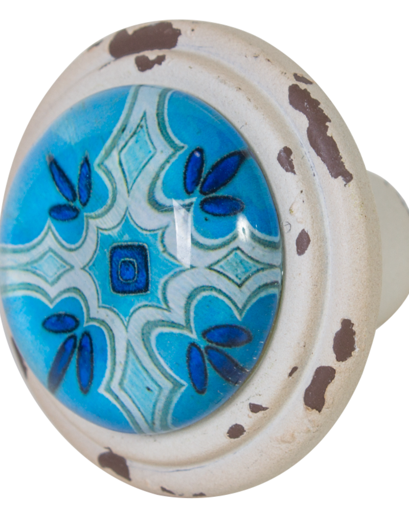 Metal Door Knob with Glass Insert - Merin