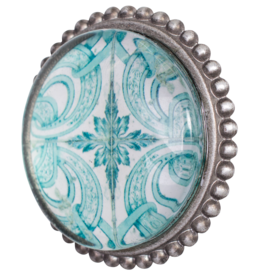 Pewter Door Knob with Glass Insert - Andros