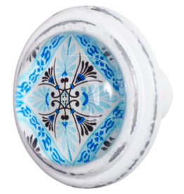 Pewter Door Knob with Glass Insert - Egina