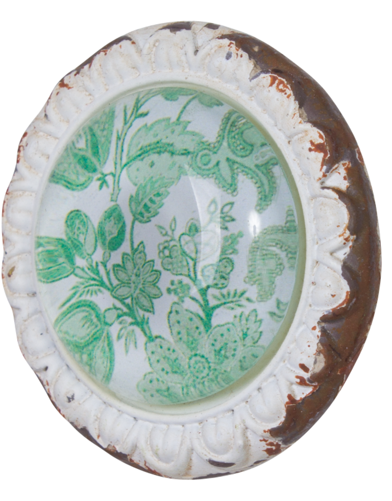 Metal Door Knob with Glass Insert - Lime