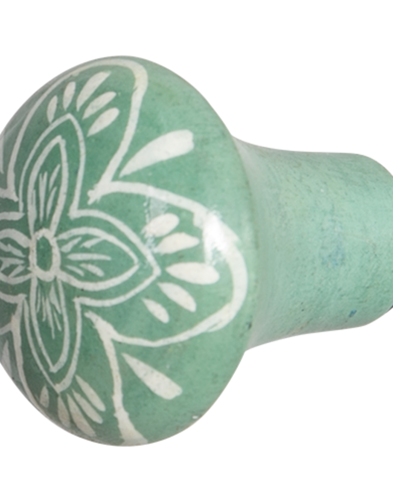 Hand Painted Wooden Door Knob - Lotus