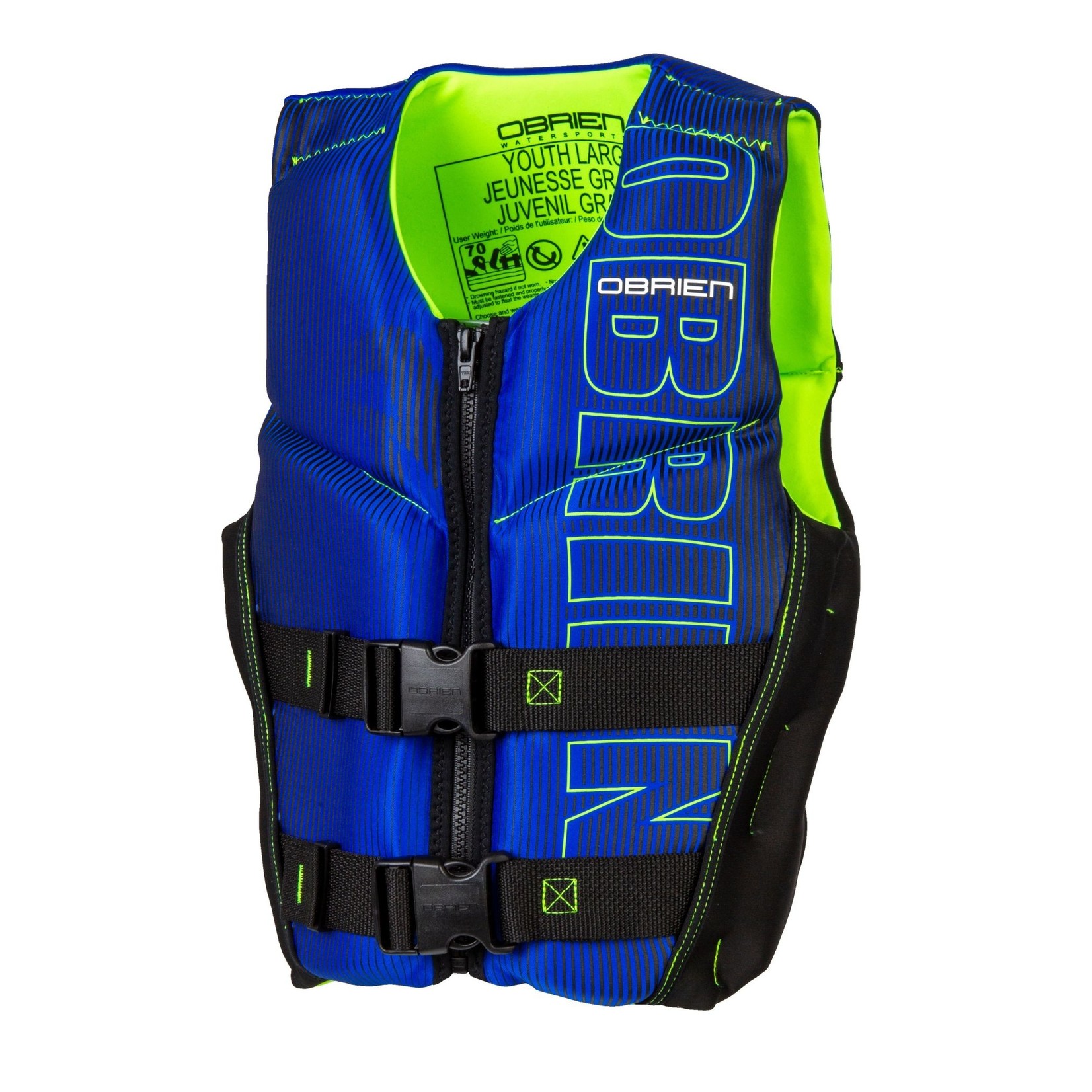 O'Brien Youth Large V-Back Blue/Lime (64-88 lbs)