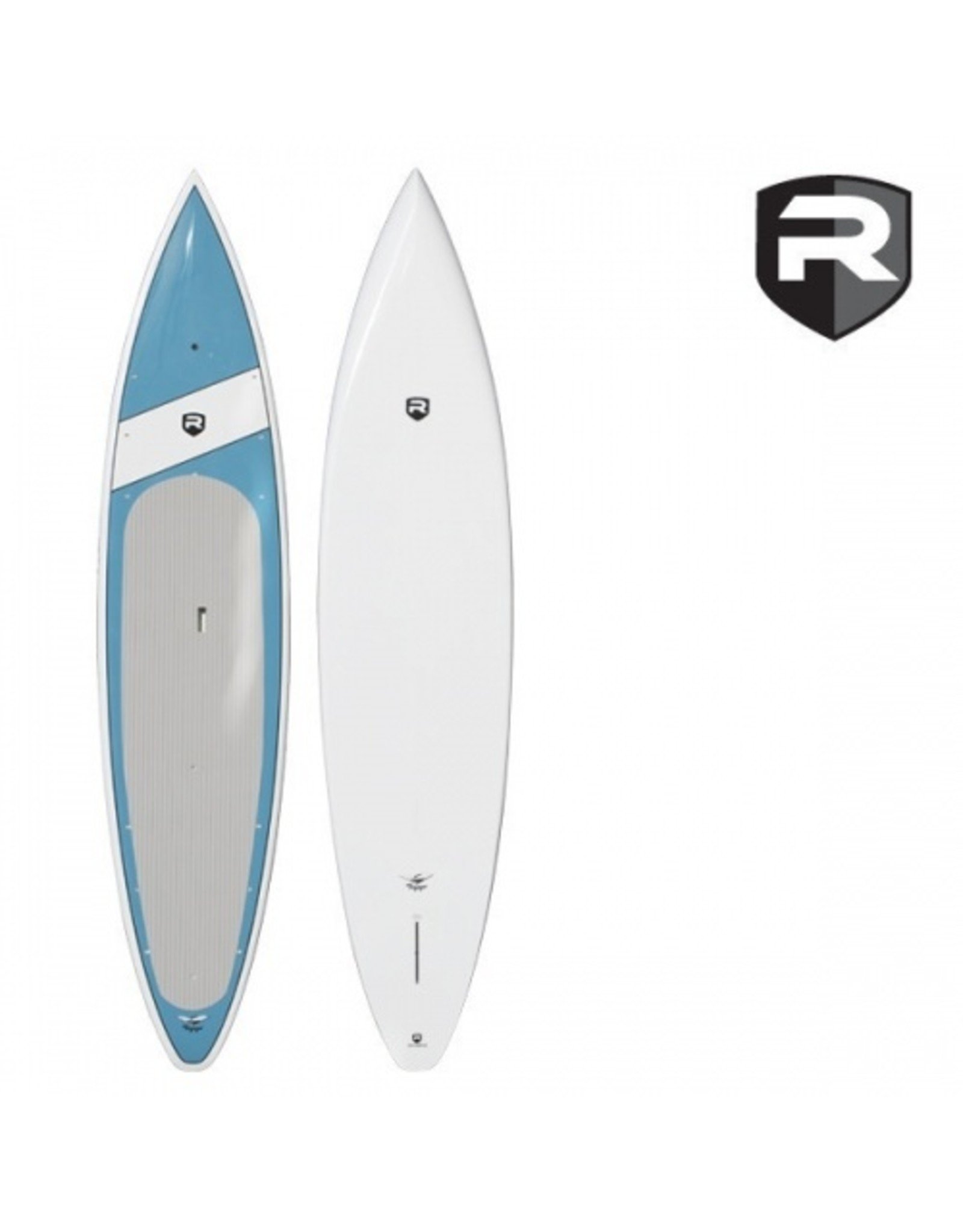 A touring board like the one pictured above features a displacement shell for straighter forward water movement. 