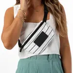ALOHA Collection Pinstripe Fanny Pack White Black