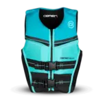 O'Brien Youth V-Back, Large Blk/Aqua-(64-88 lbs)