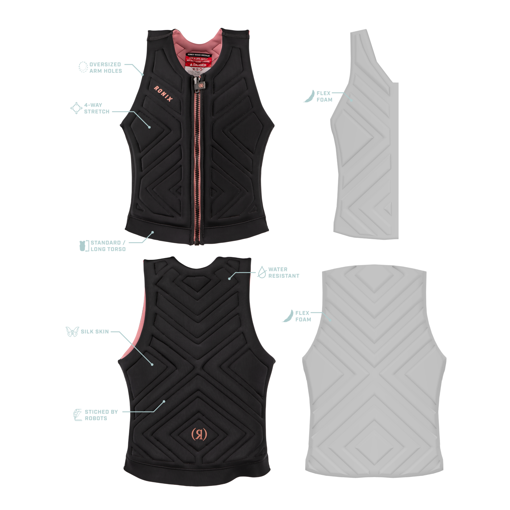 Ronix Women's Moon Stone - Impact Vest - Black / Rose Gold