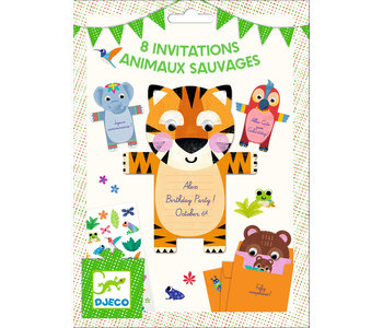 8 invitation card Wild animals