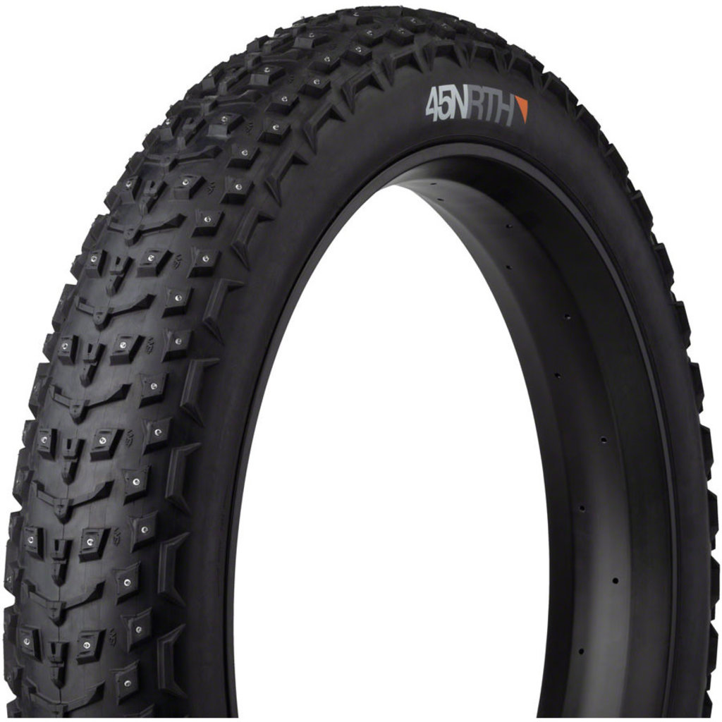 45NRTH 45NRTH Dillinger 5 Studded Fat Bike Tire 26 x 4.6, 258 Concave Studs, Tubeless Ready Folding, 120tpi, Black