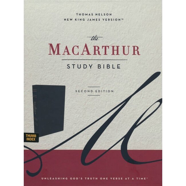 NKJV MacArthur Study Bible, 2nd Edition, Leathersoft, Black, Thumb-Indexed