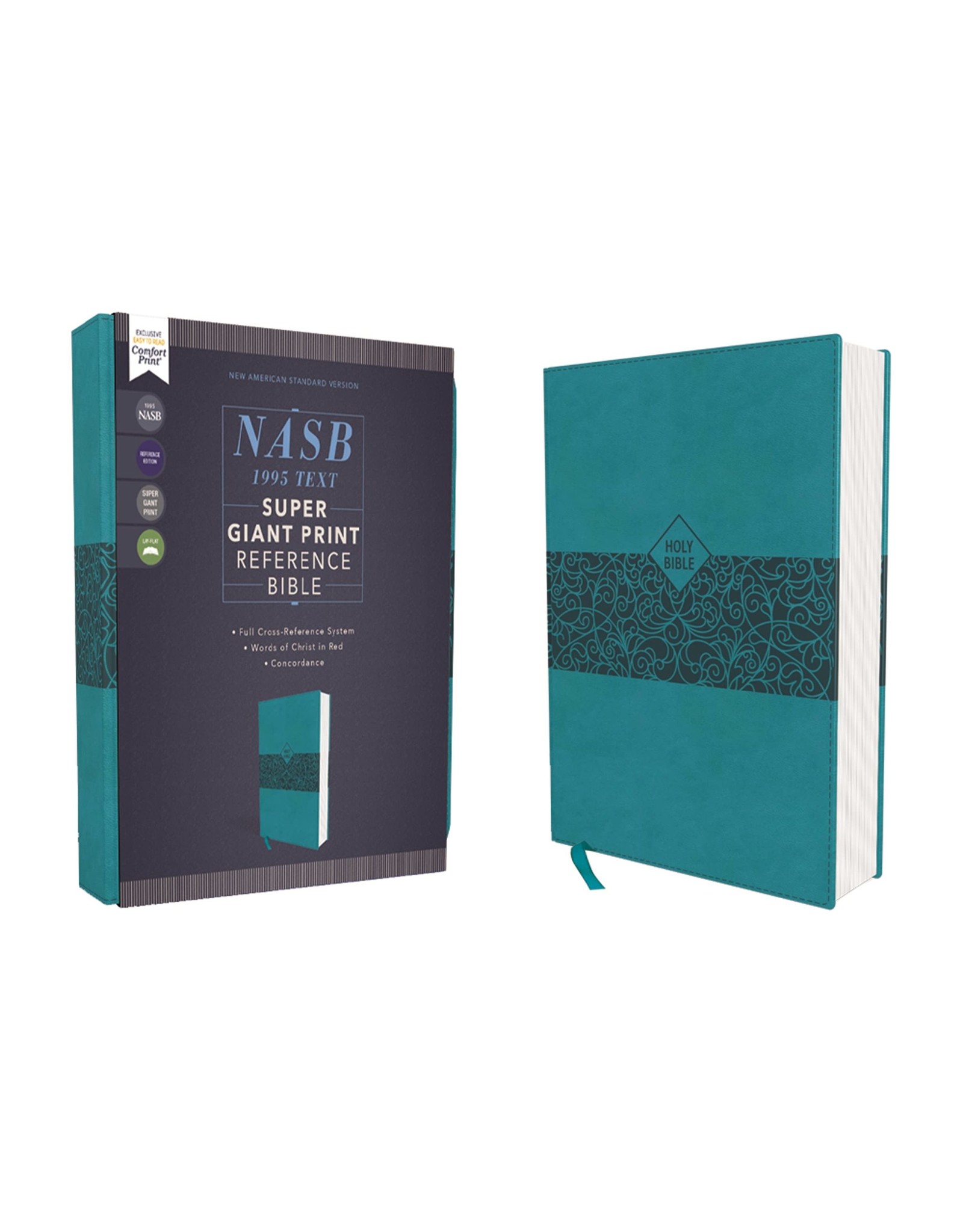 Harper Collins / Thomas Nelson / Zondervan NASB, Super Giant Print Reference Bible, Leathersoft, Teal, Red Letter, 1995 Text, Comfort Print