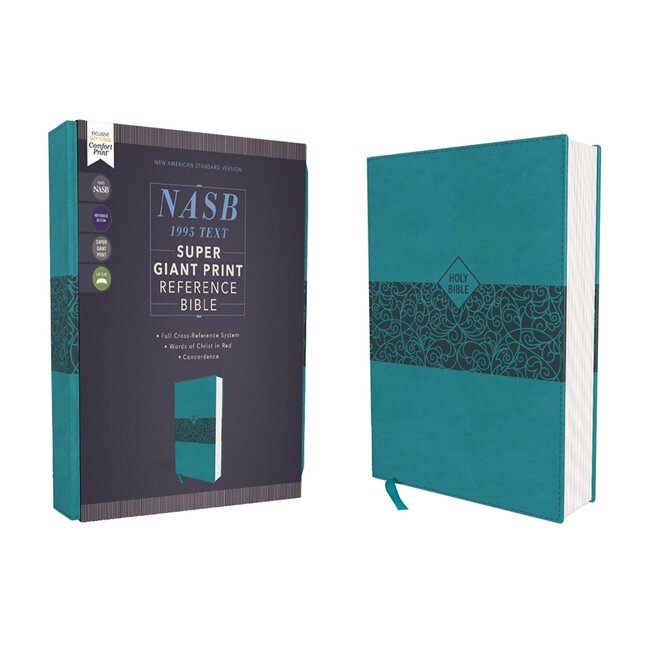 NASB, Super Giant Print Reference Bible, Leathersoft, Teal, Red Letter, 1995 Text, Comfort Print