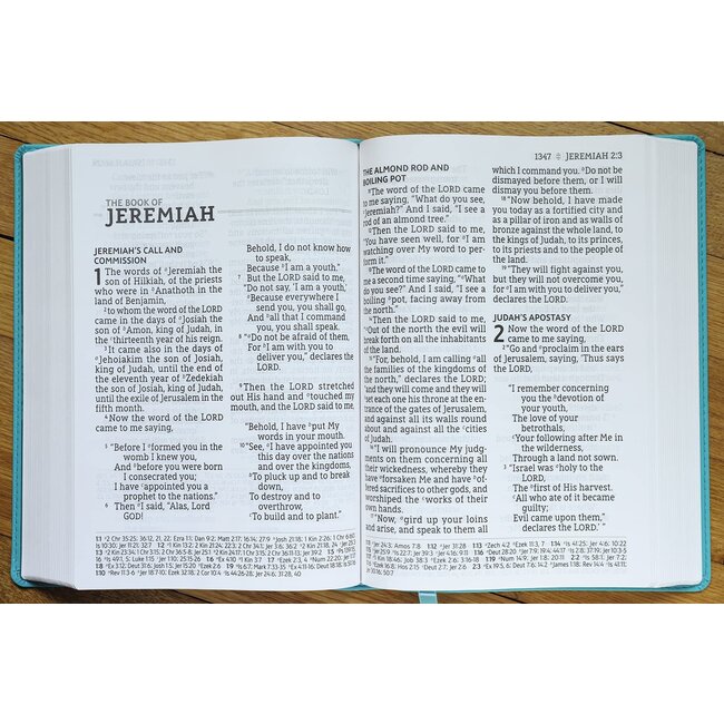 NASB, Super Giant Print Reference Bible, Leathersoft, Teal, Red Letter, 1995 Text, Comfort Print