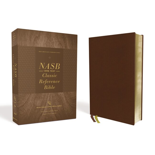 NASB, Classic Reference Bible, Genuine Leather, Buffalo, Brown, Red Letter, 1995 Text, Art Gilded Edges, Comfort Print