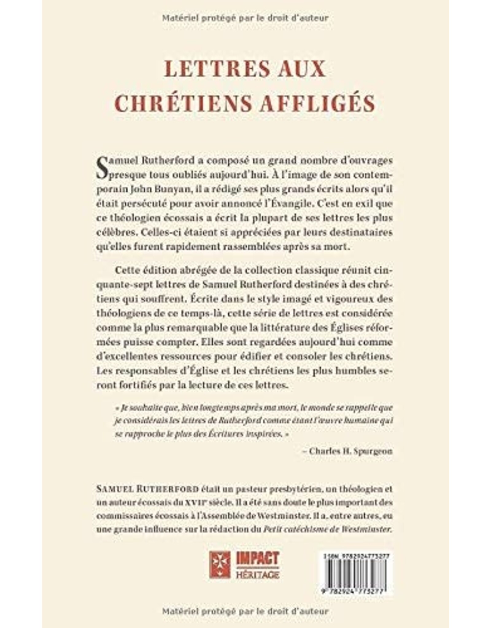 Publications Chretiennes Lettres aux chrétiens affligés
